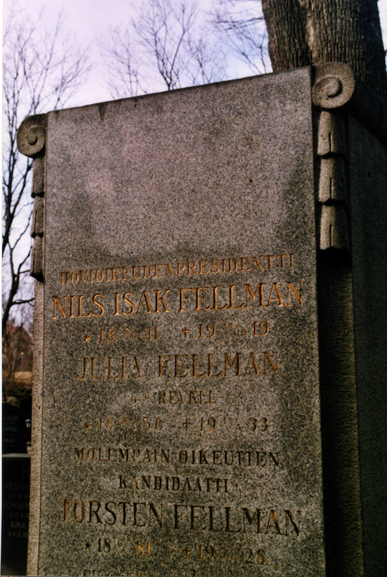 Nils Isak Fellman (Helsingfors, Sandudds gamla begravningsplats 13-11)