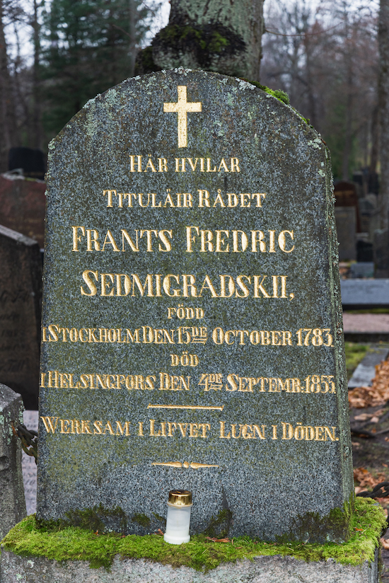 Frans Fredric Sedmigradskij (Helsingfors, Sandudds gamla begravningsplats 10–3–)