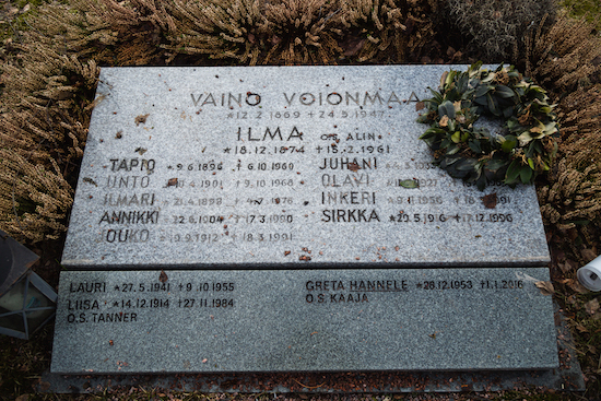 Väinö Voionmaa (Wallin) (Helsingfors, Sandudds nya begravningsplats 21B–28–)